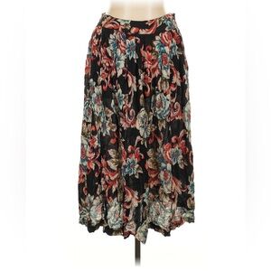 Vintage Floral Black Skirt - size Large